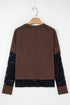 Sheer Lace Patchwork Faux Layered Long Sleeve Top